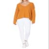 YEMAK Women's Long Sleeve Wide V-Neck with Side Slit Oversize Pullover Sweater MK8219-BRZ-M-BD view 3