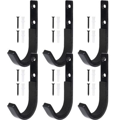 EVCUHASL Gun Rack Wall Mount, Horizontal Metal Rifles Shotgun Hooks for Hanging & Storing, Heavy Duty Steel Gun Holder with Soft Padding, Securely Store Firearms, Archery, Bow, Sword, Black, 3 Pair