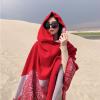 Chinese Ethnic Style Shawl, Women's Large Pashmina Cape, Shawl, Women's Patterned Color Matching Scarf, Shawl (Red,150 * 130,One Size) view 4