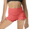 rrhss Girls Athletic Ruffle High Waisted Yoga Dance Comfy Workout Gymnastics Shorts Dark Pink view 1