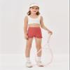 rrhss Girls Athletic Ruffle High Waisted Yoga Dance Comfy Workout Gymnastics Shorts Dark Pink view 3