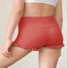 rrhss Girls Athletic Ruffle High Waisted Yoga Dance Comfy Workout Gymnastics Shorts Dark Pink view 4