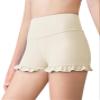 rrhss Girls Athletic Ruffle Shorts High Waisted Yoga Dance Shorts Comfy Workout Gymnastics Shorts White view 2