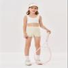 rrhss Girls Athletic Ruffle Shorts High Waisted Yoga Dance Shorts Comfy Workout Gymnastics Shorts White view 3
