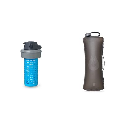 HydraPak Seeker 4L Ultra-Light Water Reservoir for Backcountry Hiking, Camping, and Emergency Preparedness & Compatible 42mm Filter Cap - Water Filtration Accessory