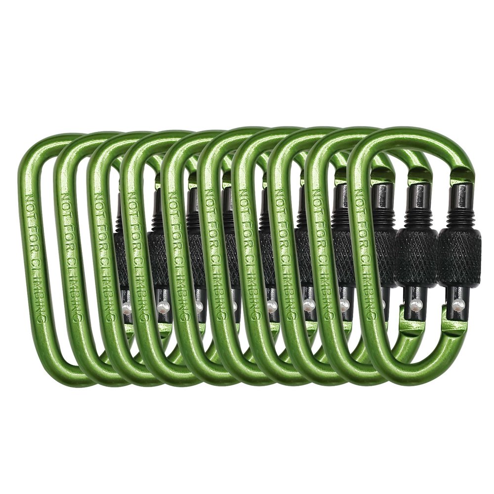 10 Pack Keychain Clips with Screw Gate, Leash Clips for Dog Poop Bags Holder Aluminum Alloy Fast Hanging Buckle 5.5mm Diameter Outdoor Carabiners not for Climing(Green)