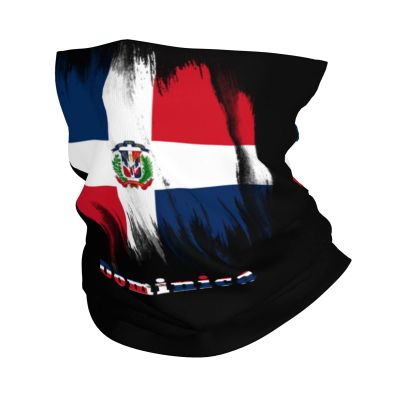 Dominica Flag Dominican Seamless Neck Gaiter Shield Scarf Bandana Face Mask Seamless UV Protection for Motorcycle Cycling Riding Running Headbands White