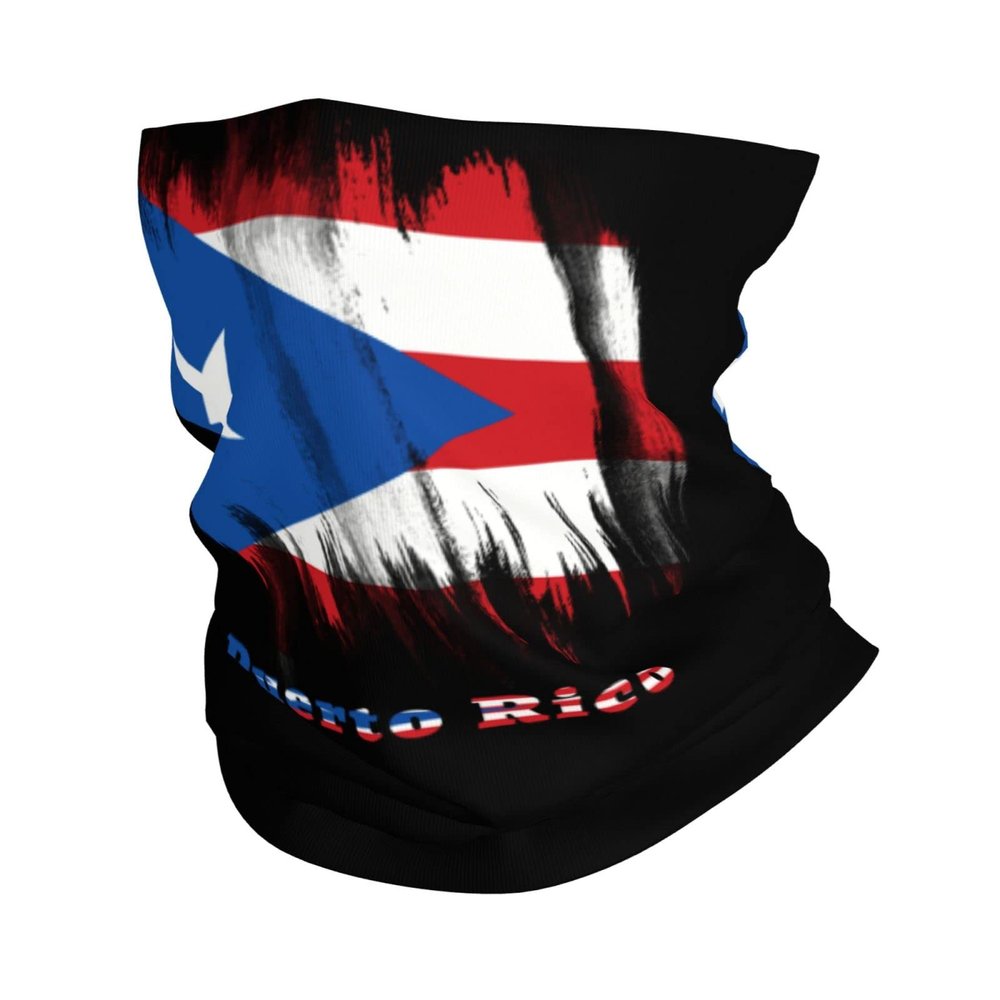Puerto Rico Flag Puerto Rican Seamless Neck Gaiter Shield Scarf Bandana Face Mask Seamless UV Protection for Motorcycle Cycling Riding Running Headbands White