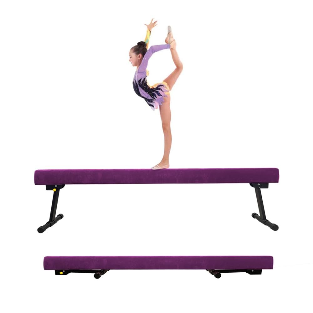 GBVUGY Adjustable&Foldable Gymnastics Balance Beam,6FT High-Low Level Floor Gymnastic Beam,No Tool Require, Gym Equipment for for Kids Children Girls Home Training