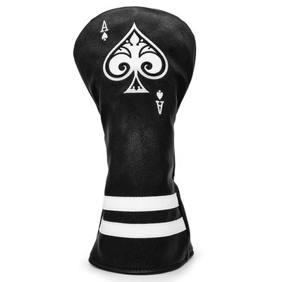 Golf Driver Headcover Ace of Spade Golf Driver Head Cover- Black (PU) Leather Golf Club Headcovers Designed for Golf Drivers