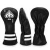 Golf Driver Headcover Ace of Spade Golf Driver Head Cover- Black (PU) Leather Golf Club Headcovers Designed for Golf Drivers view 2