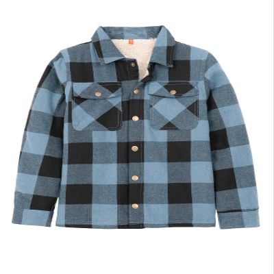ZENTHACE Baby Toddler Boy Girl Plaid Flannel Shirt Sherpa Fleece Lined Flannel Jacket Shacket Trendy Cozy Winter Coat Blue Black 2T