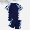 Boys' New Breathable Quick Drying Swimsuit Short Sleeved Shorts Two Piece Set 1 Year Old Boy Clothes (Blue, 6-7 Years) view 3