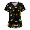 LPIGOH Plus Size Scrubs for Women Stretch - Printed Scrub Tops Workwear with Pocket, Comfy Fit & Soft Medical Nursing Scrubs for Women - Uniformes de Enfermeras de Mujer 05-Black,4X Scrub view 1