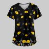 LPIGOH Plus Size Scrubs for Women Stretch - Printed Scrub Tops Workwear with Pocket, Comfy Fit & Soft Medical Nursing Scrubs for Women - Uniformes de Enfermeras de Mujer 05-Black,4X Scrub view 2
