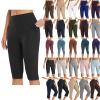 fartey Women's Knee Length Capri Leggings with Pockets Casual Summer Workout Exercise Yoga Pants High Waist Athletic Leggins view 1