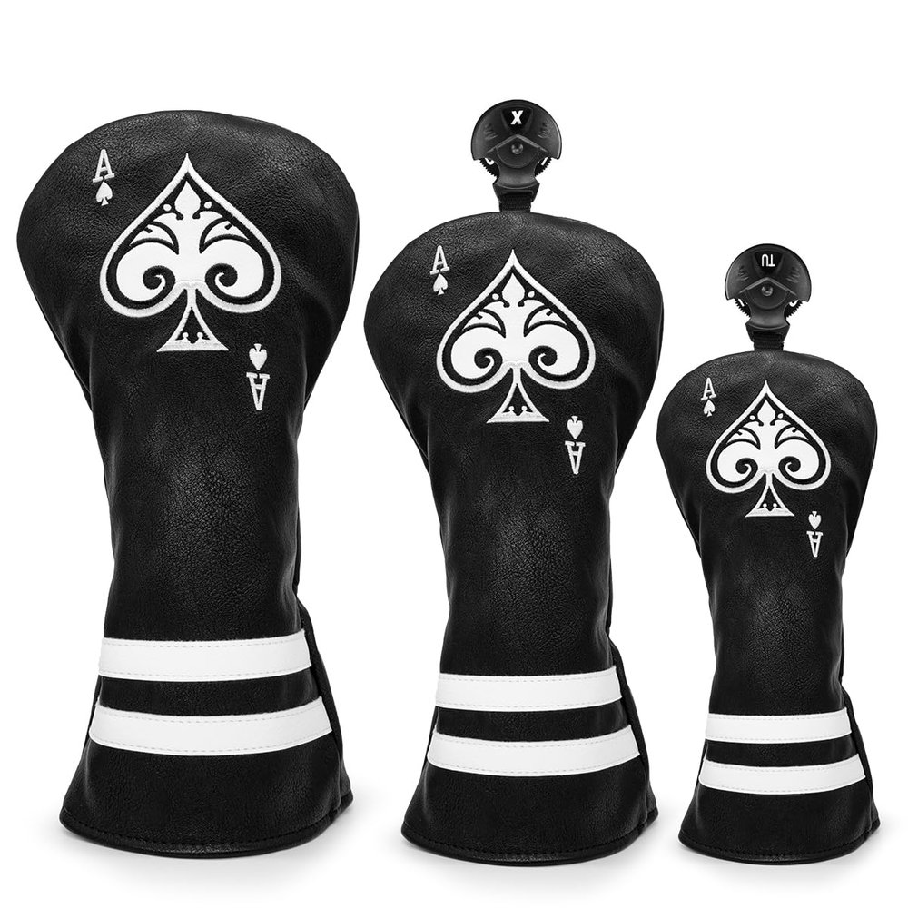 Barudan Golf Club Head Covers for Driver and Woods- 3pcs Golf Headcovers Ace Driver Headcover 3 Wood Fairway Head Cover Hybrid Headcover for Men Golfer Gifts
