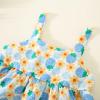 Summer Toddler Girls Sleeveless Bowknot Strawberry Prints Tops Shorts Two Piece Outfits 1 Year Old (Blue, 12-18 Months) view 4