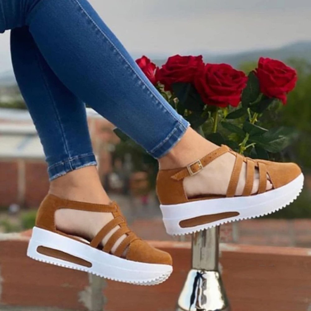 Sandals for Women Dressy Summer,Women's Espadrilles Wedge Platform Sandals Closed Toe Braided Buckle Linen Sandals Flip Flops for Women with Arch Support Summer Casual Platform Summer Shoes