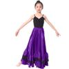 36" Girls Purple Black Ruffles Layers Satin Long Dance Skirt Dance Wear view 2