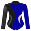XUNZOO Women's Long Sleeve Gymnastics Bodysuit One Piece Mesh Ballet Dance Leotard Jumpsuit Black&Royal Blue Small view 4