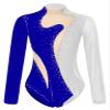 XUNZOO Women's Long Sleeve Gymnastics Bodysuit One Piece Mesh Ballet Dance Leotard Jumpsuit White&Royal Blue Small view 1