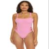 BECCA Womens Solid Nylon One-Piece Swimsuit Pink S view 1