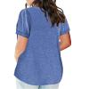 2023 Summer Cotton Plus Size Tops for Women Trendy Short Sleeve V Neck Loose Blouse Workout Basic Comfy T Shirts Tees view 2