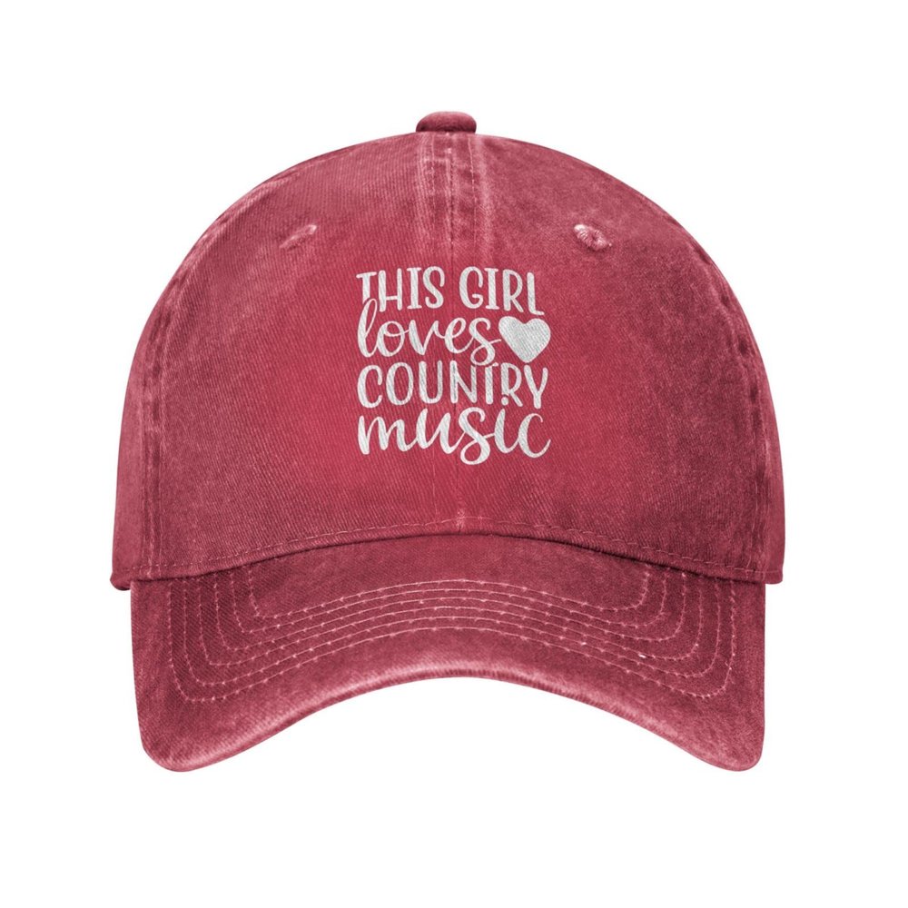 Music Lover Hat This Girl Loves Country Music Hat for Men Baseball Caps Graphic Hats Red