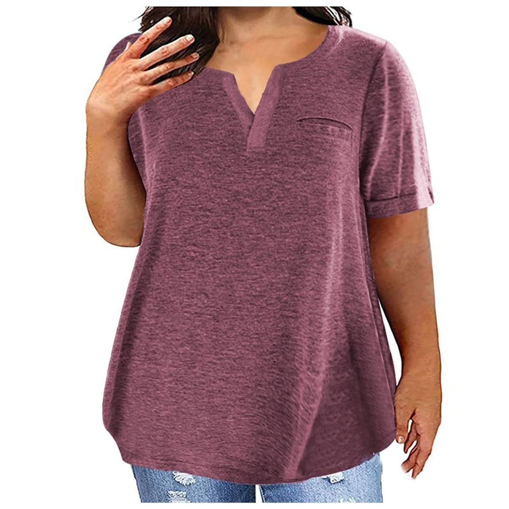 2023 Summer Cotton Plus Size Tops for Women Trendy Short Sleeve V Neck Loose Blouse Workout Basic Comfy T Shirts Tees