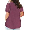 2023 Summer Cotton Plus Size Tops for Women Trendy Short Sleeve V Neck Loose Blouse Workout Basic Comfy T Shirts Tees view 2