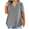 2023 Summer Cotton Plus Size Tops for Women Trendy Short Sleeve V Neck Loose Blouse Workout Basic Comfy T Shirts Tees view 2
