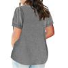 2023 Summer Cotton Plus Size Tops for Women Trendy Short Sleeve V Neck Loose Blouse Workout Basic Comfy T Shirts Tees view 3