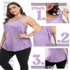 FOREYOND Plus Size Workout Tank Tops Loose fit Racerback Sleeveless Shirts Gym Running Yoga Clothes for Women view 3