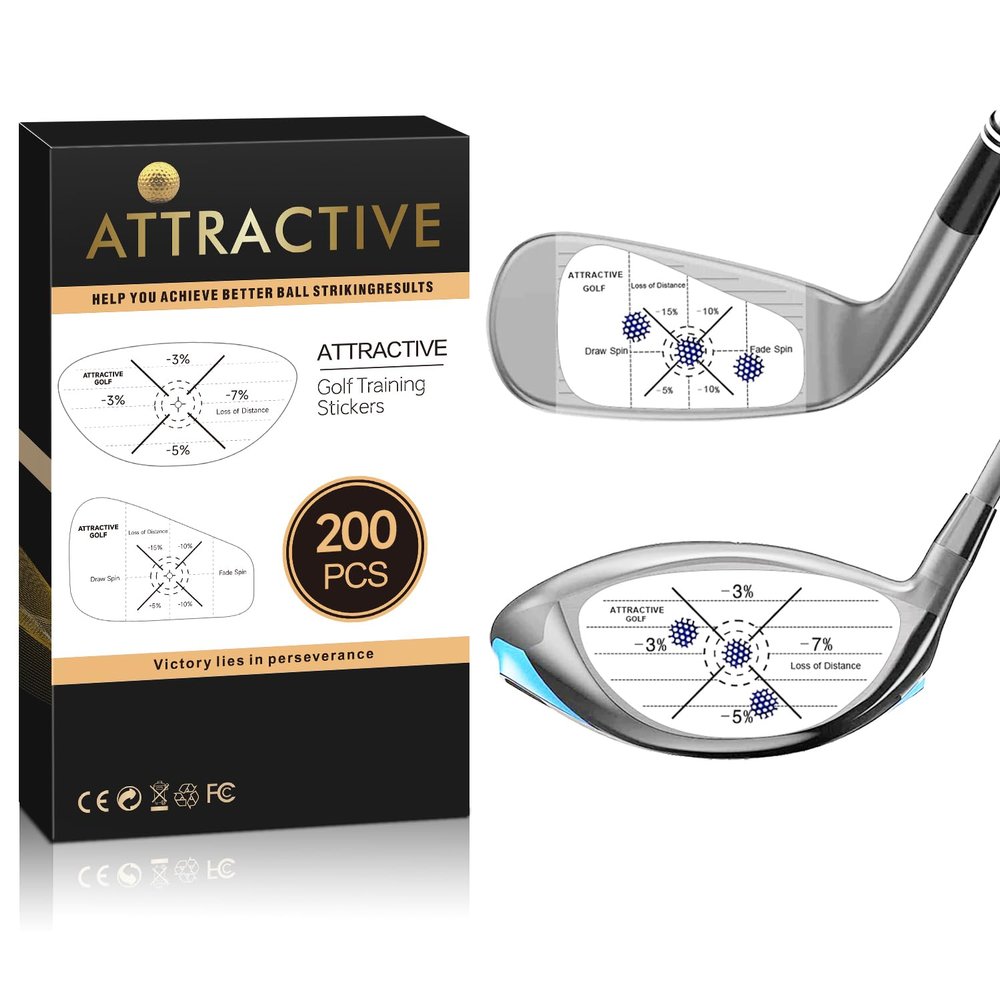 ATTRACTIVE Golf Impact Tape Set, 200 Pcs Club Impact Stickers for Golf Clubs, Self-Teaching Sweet Spot and Consistency Analysis, Useful Training Aid Improve Swing Accuracy (200)