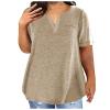2023 Summer Cotton Plus Size Tops for Women Trendy Short Sleeve V Neck Loose Blouse Workout Basic Comfy T Shirts Tees view 1