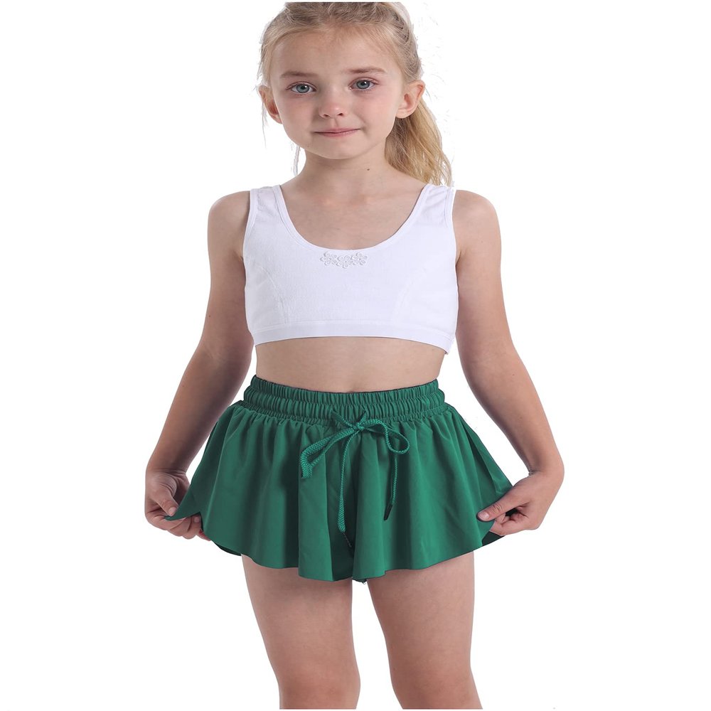 Butterfly Flowy Shorts Skirts for Girls Tennis Cheer Stuff Athletic Preppy Running Sports Skirt for Teen GirlsForest Green,M