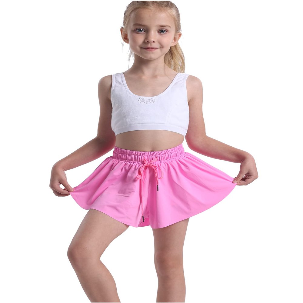 Butterfly Flowy Shorts Skirts for Girls Tennis Cheer Stuff Athletic Preppy Running Sports Skirt for Teen GirlsRose red,S
