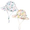 Baby Girl Sun Hat with UPF 50+ Outdoor Adjustable Beach Hat with Wide Brim Bucket Hats (6-12 Months, Pink Printing & White Printing -2pcs) view 1