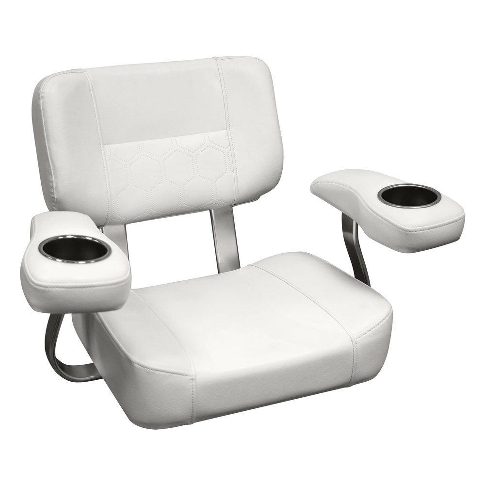 Wise 3366-784 Offshore Series Deluxe Helm Chair with Oversized Arm Rests and Stainless Cupholders, Brite White