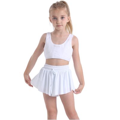 Butterfly Flowy Shorts Skirts for Girls Tennis Cheer Stuff Athletic Preppy Running Sports Skirt for Teen GirlsWhite,L