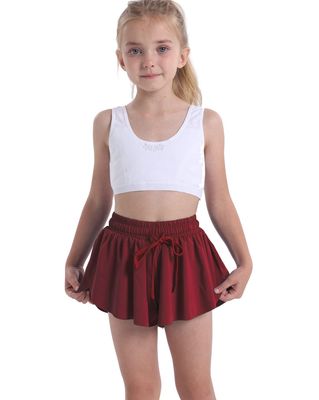 Butterfly Flowy Shorts Skirts for Girls Tennis Cheer Stuff Athletic Preppy Running Sports Skirt for Teen GirlsWine red,XS