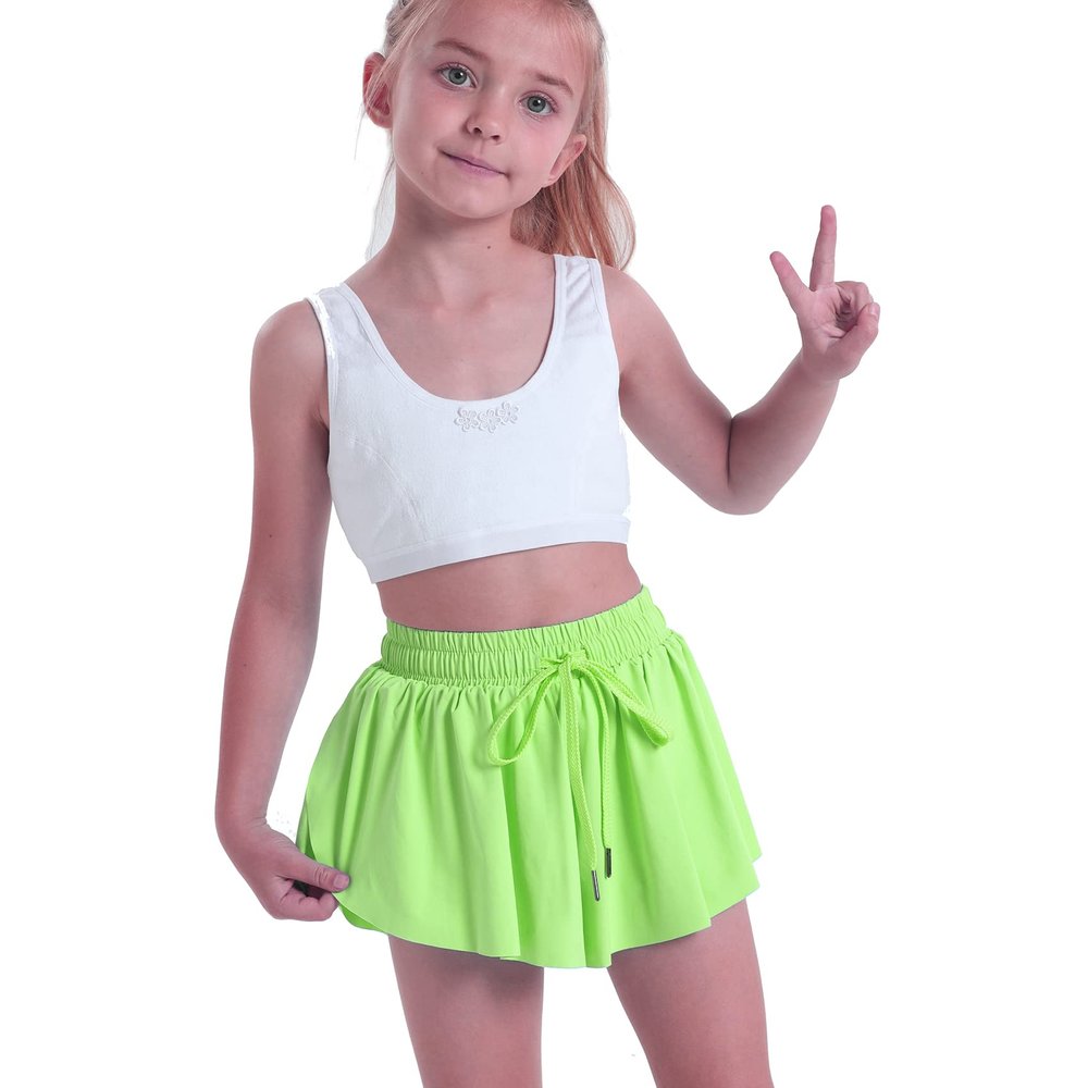 Butterfly Flowy Shorts Skirts for Girls Tennis Cheer Stuff Athletic Preppy Running Sports Skirt for Teen GirlsNeongreen,XL