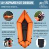 WONITAGO Packraft TPU Inflatable Travel Kayak with Soft Seat Lightweight Packrafts for Flat Water Rafting/Bicycle Drifting/Litewater Dinghy, 1 Person, 6.8Ft, Orange view 3