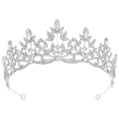 Beaupretty Wedding Tiara Headpiece for Women Rhinestone Alloy Silver