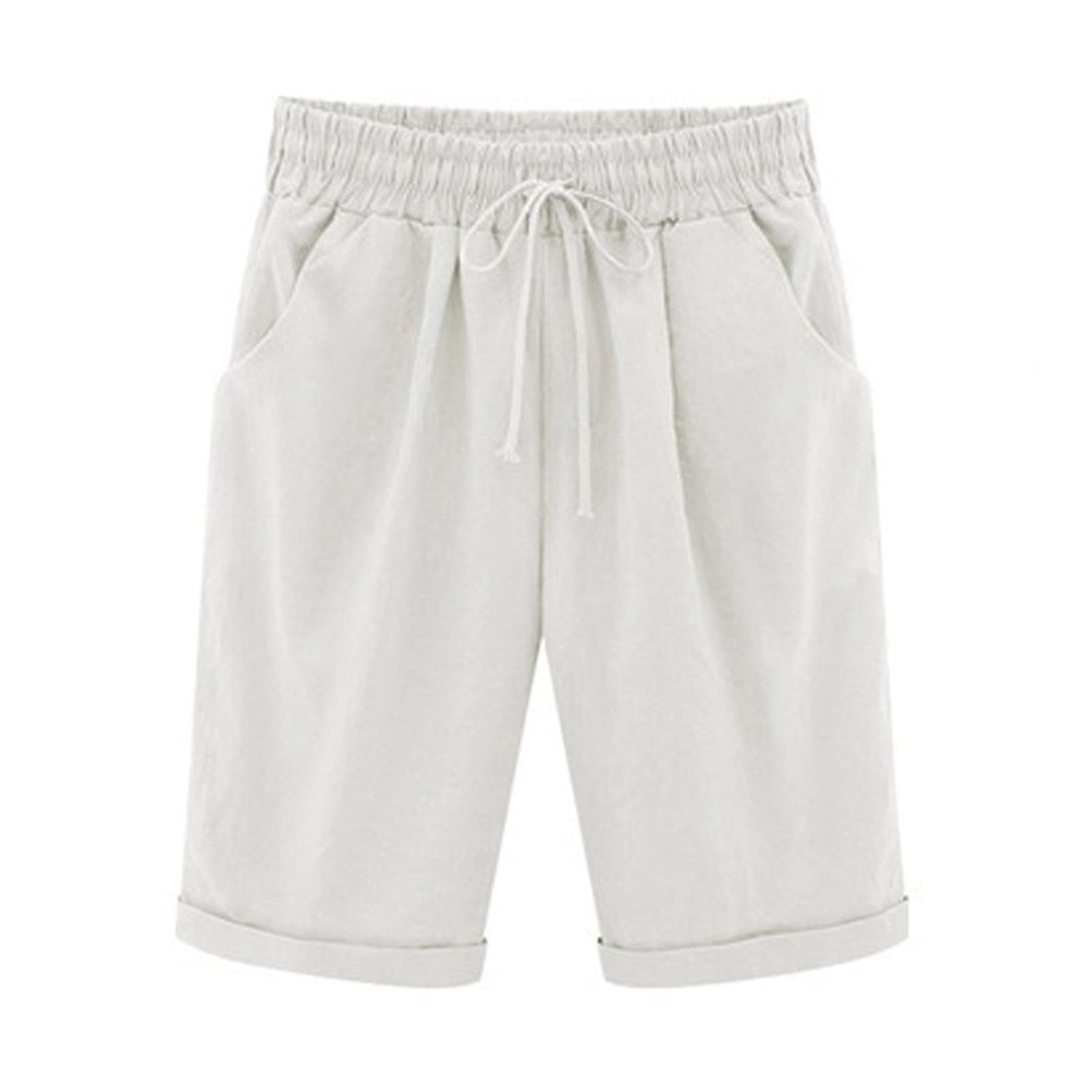 XUETON Petite to Plus Size Shorts for Women Loose Knee Length Bermuda Shorts Casual Summer Lightweight Hiking Biker Shorts(White,Medium)