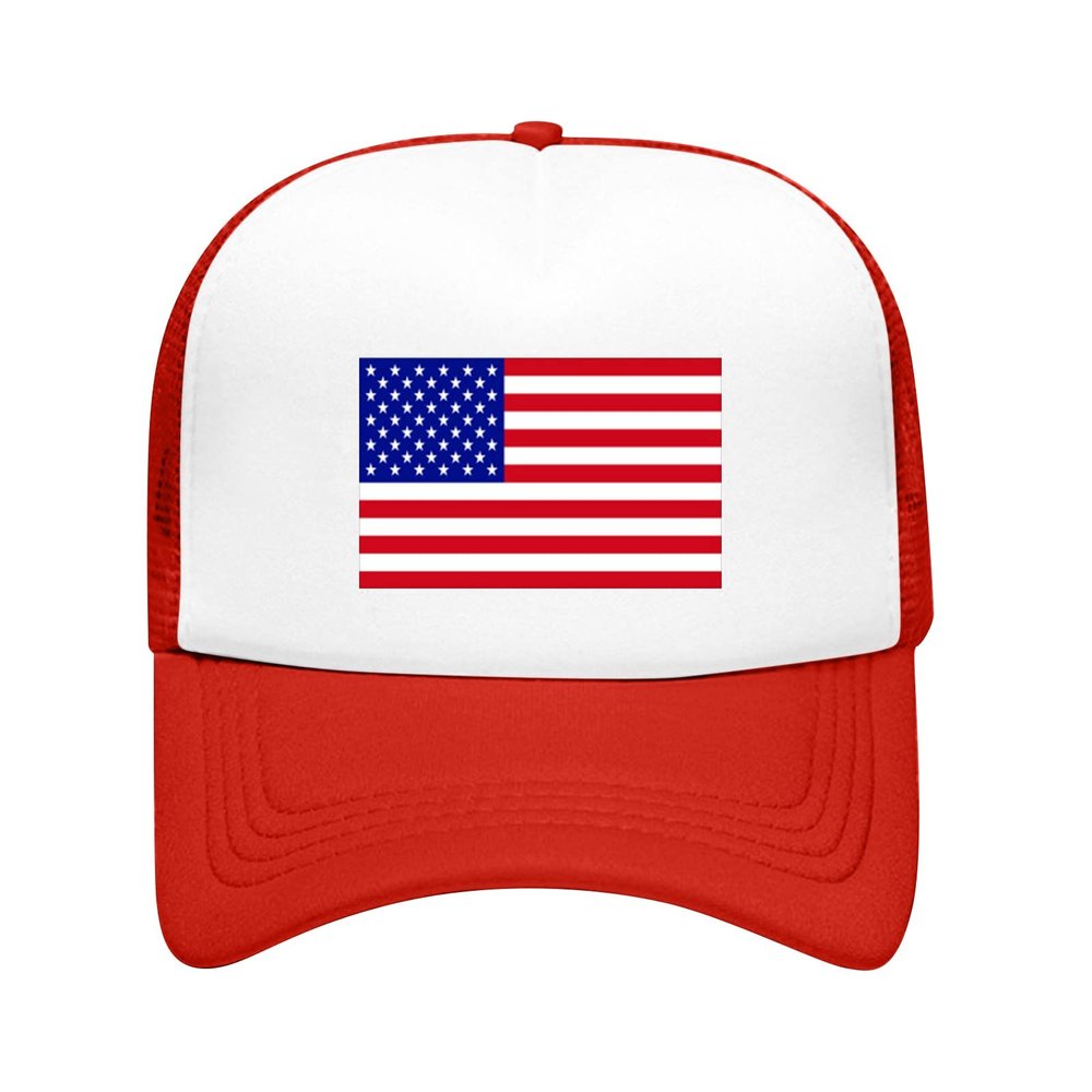 4th of July Boys Girls America Baseball Cap Kids Mesh Breathable Adjustable Commemorative Peaked Hat (K, One Size)