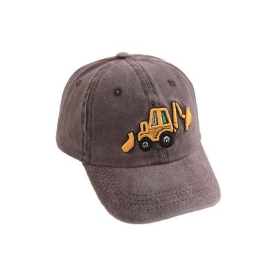 Boys Summer Cartoon Excavator Sun Caps Kids Personalized Fashion Baseball Cap Peaked Cap for Kids (Brown, One Size)