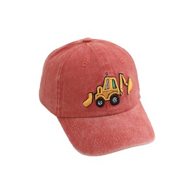 Boys Summer Cartoon Excavator Sun Caps Kids Personalized Fashion Baseball Cap Peaked Cap for (Watermelon Red, One Size)