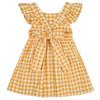 AGQT Baby Girls Plaid Dress Gingham Fly Sleeve Backless Summer Dresses Spring Smocked Birthday Easter Dresses Light Orange Size 6-12 Months view 1